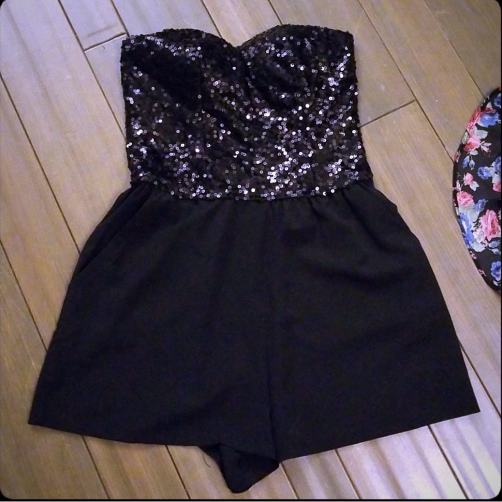 Black Sequin Romper